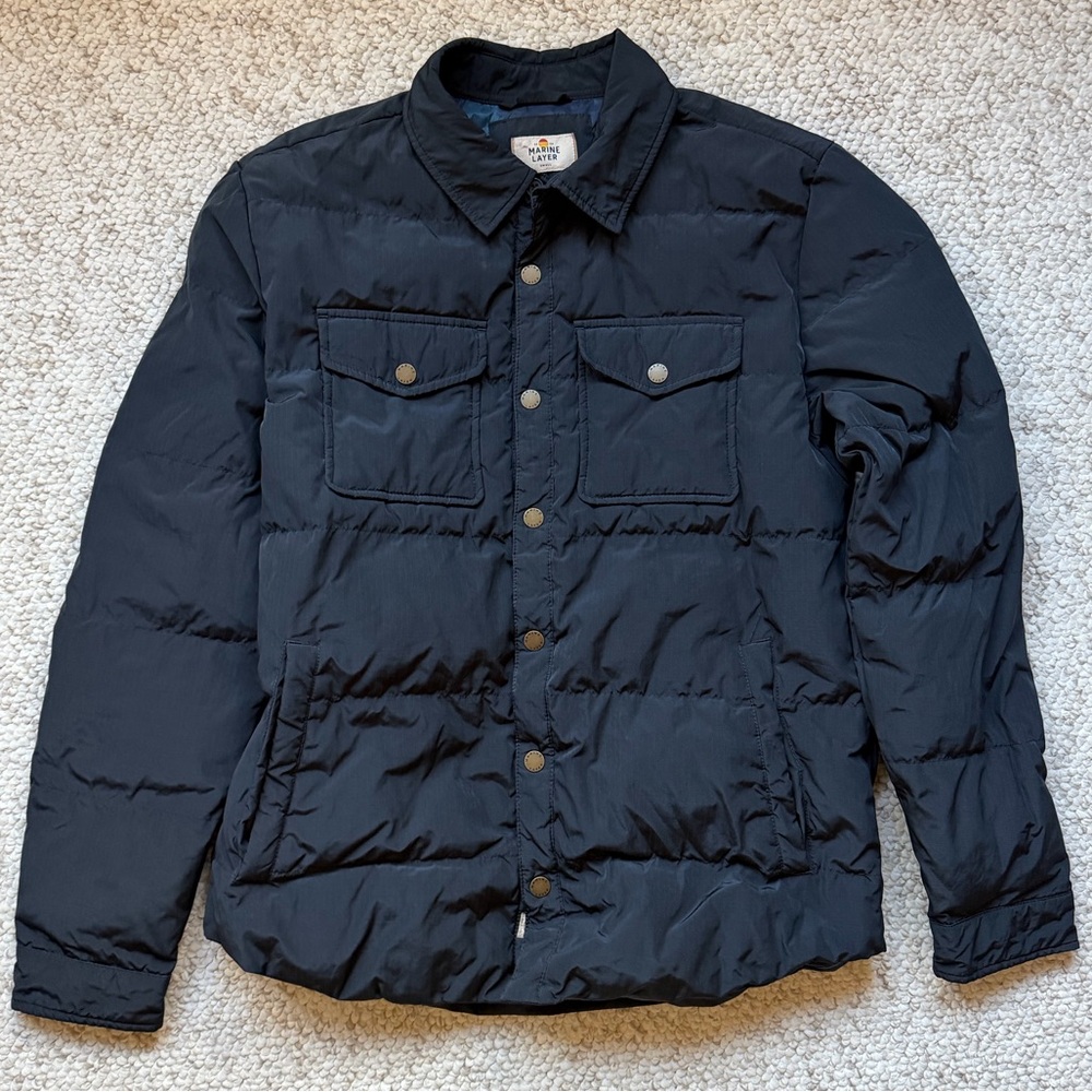 Marine Layer Men’s Olin Quilted Overshirt/Jacket - Black - Small